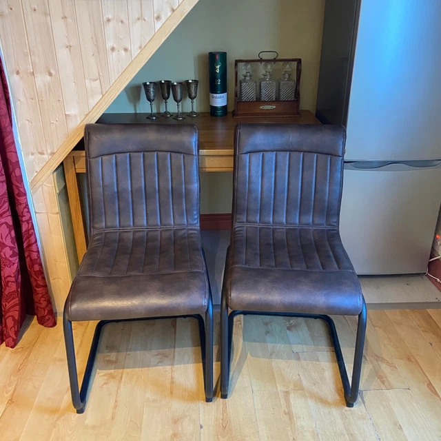 HOUSTON FAUX LEATHER Pair of Cantilever Dining Chairs 256.35