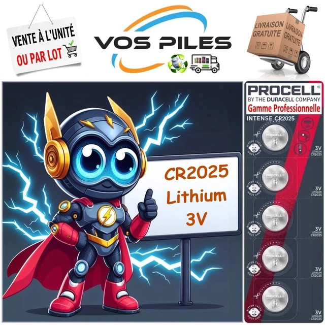 GP Pack De 5 Piles Bouton CR2025 3V