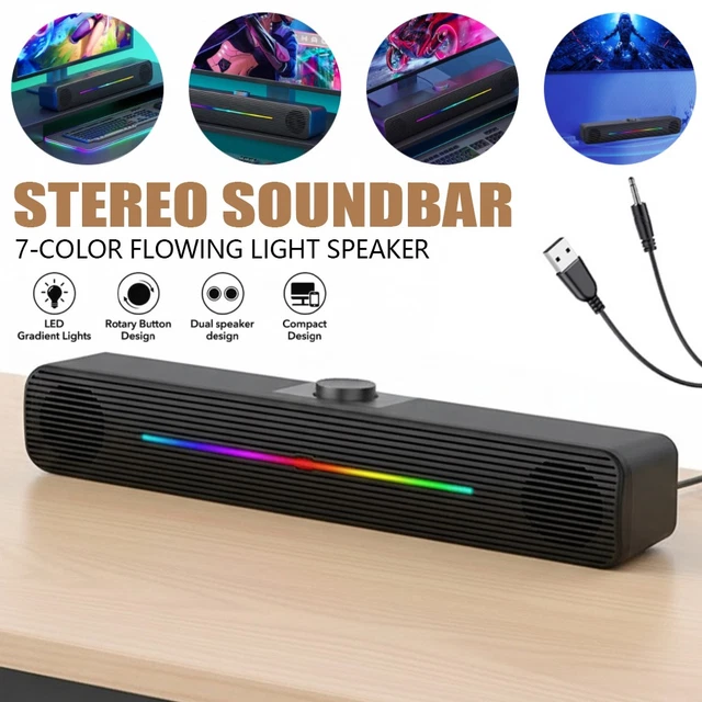 WIRED SOUND BAR Stereo Usb Computer Pc Speakers Subwoofer For Pc ...