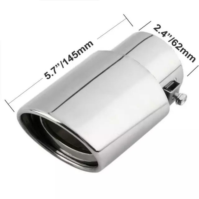 62mm Stainless steel Car Tail Rear Muffler Oval Exhaust Tail Pipe Trim Tip AU 3