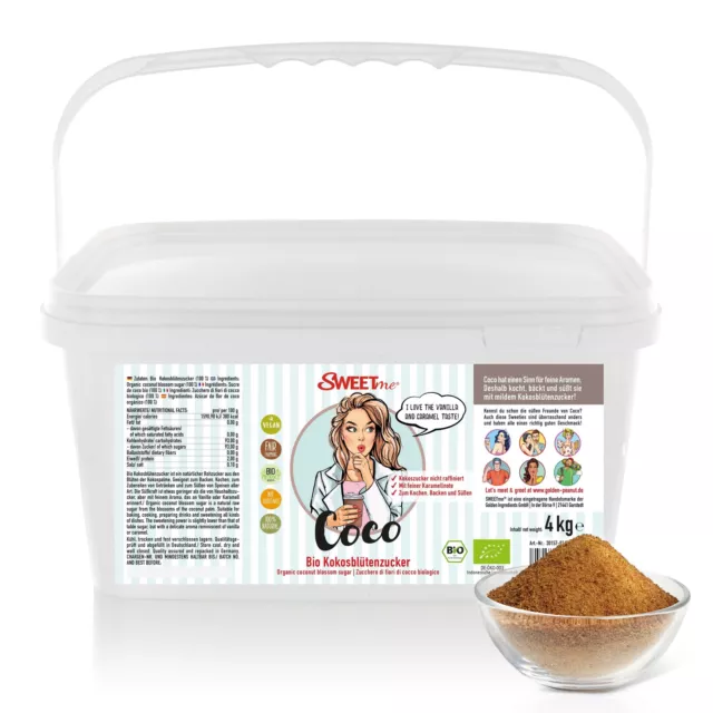 Zucchero di fiori di cocco biologico 4 kg dolce biologico vegano ingrediente da forno fine caramello-vaniglia nota