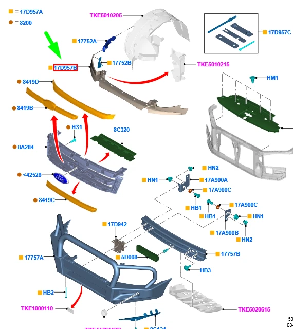FORD RANGER T6 MK1 Front Bumper Cover Assy 1843994 AB3917C831KA NEW