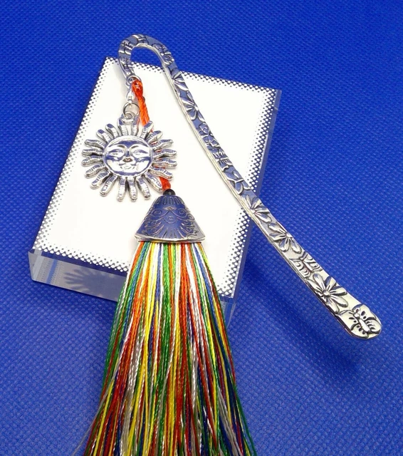 SUN & RAINBOW TASSEL Metal BOOKMARK *FREEPOST* Gift Box READERS MUM DAD FUN XMAS
