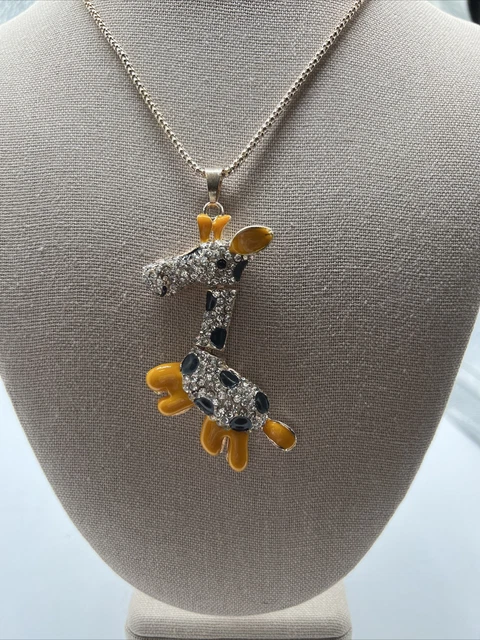 Betsey Johnson Crystal Blue Bow Knot Giraffe Gold Pendant Necklace Free Gift Bag