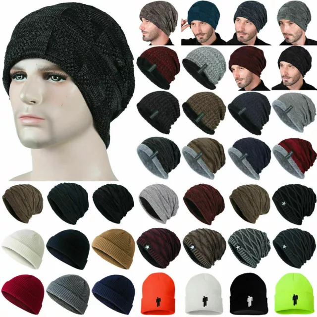 Mens Women Slouch Beanie Hat Knitted Long Baggy Ear Flap Warm Outdoor Headscarf