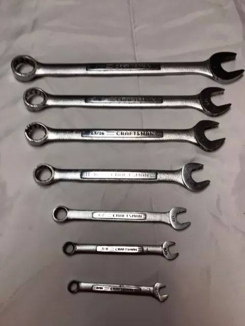 Lot of 7 Vintage Craftsman VV SAE 12 Pt Combination Wrenches 5/16" To 1"