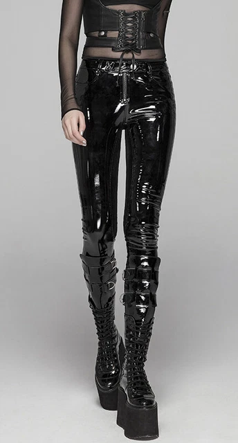 Pantalon slim zippé vinyle cuir vernis gothique punk cyber fétiche sexy PunkRave 8
