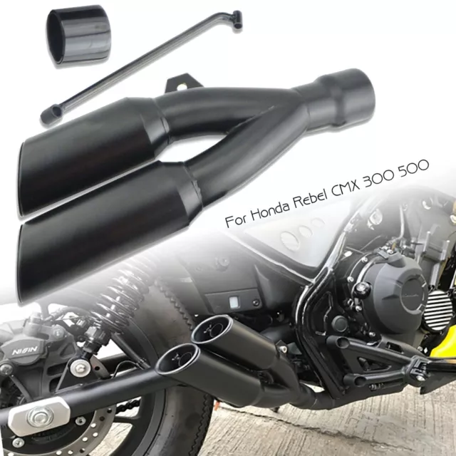 Tubo Scarico Nero Doppio Slip On Corto Per Honda Rebel Cmx 250 300 500 17-2022