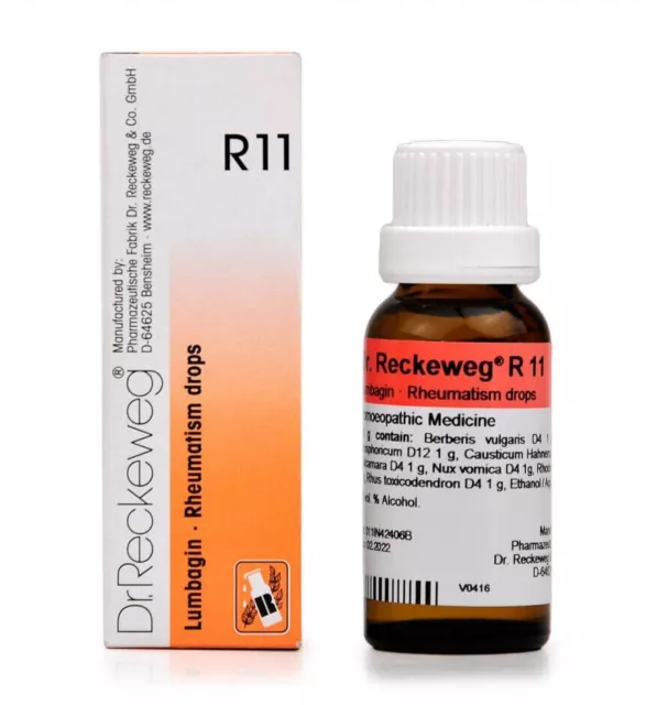 (Pack of 20) Dr Reckeweg Germany R 11 Rheumatism Homeopathic Drops 22ml