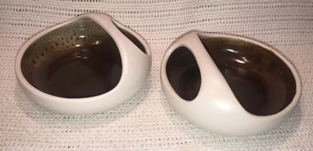 Pair Vintage 1960s Mid Century Modern Beit Hayotser Abstract Israeli Art Bowls