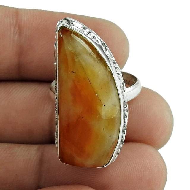 Gift For Women Solitaire Tribal Ring Size 7 925 Silver Natural Aventurine Y18