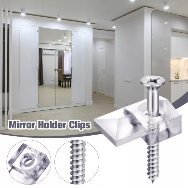 20 Sets Wall Mirror Holder Clips Kit With Screws & Anchors Drywall Mounting NEW