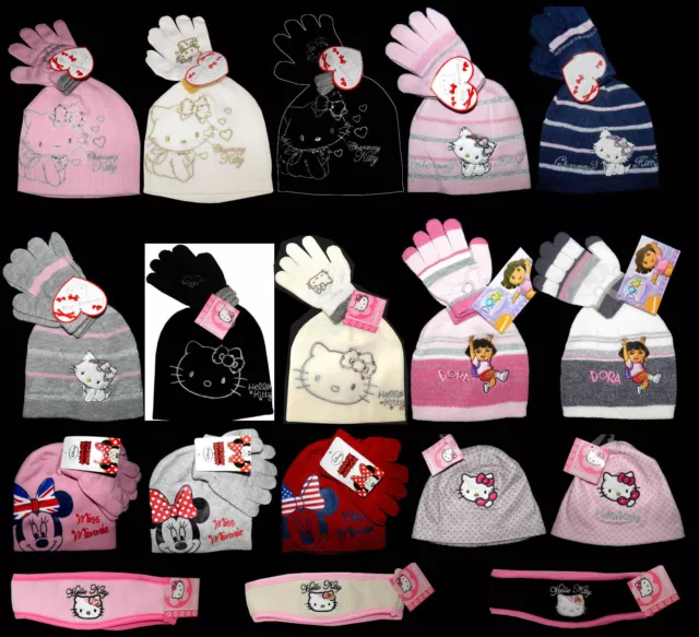 Mütze Handschuhe Set Hello Charmmy Kitty Dora Hello Kitty Minnie (Gr. 98-134)