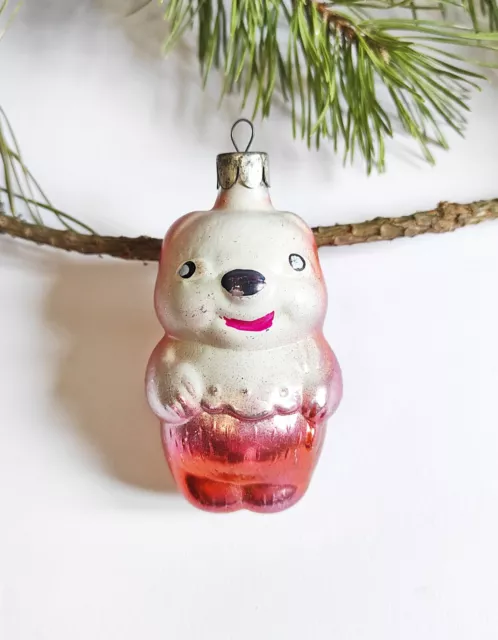 Christmas Glass Ornament Bear Xmas Christmas tree Decoration Vintage USSR