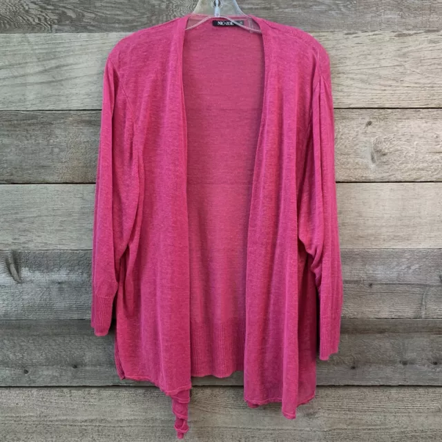 Nic Zoe Sweater Womens 2X 4 Way Cardigan Linen Viscose Pink 3/4 Sleeve