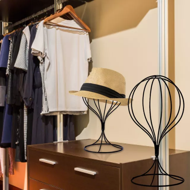 MODERN WIRE TABLETOP Hat Stand, Matte Black Metal Wig & Cap Holder
