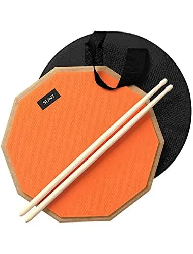 Slint 12 Inch Snare Drum Practice Pad and Sticks - Double Sided Silent Practi...