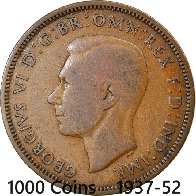 1000 Coins VF Great Britain Halfpenny King George VI VERY FINE 1937-1952 KM896