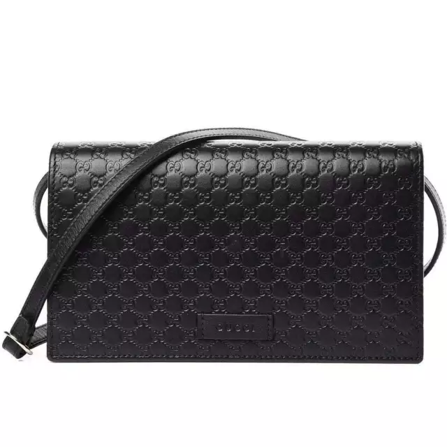 Gucci Microguccissma Black Wallet Crossbody Handbag 466507