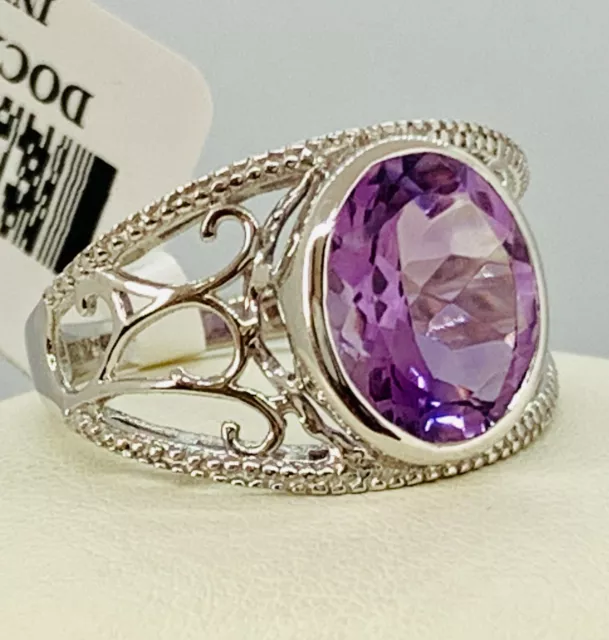 Bella Luce 925 Sterling Ring Sz 7.5 NIB 4.35ct Oval Purple Amethyst  Ring