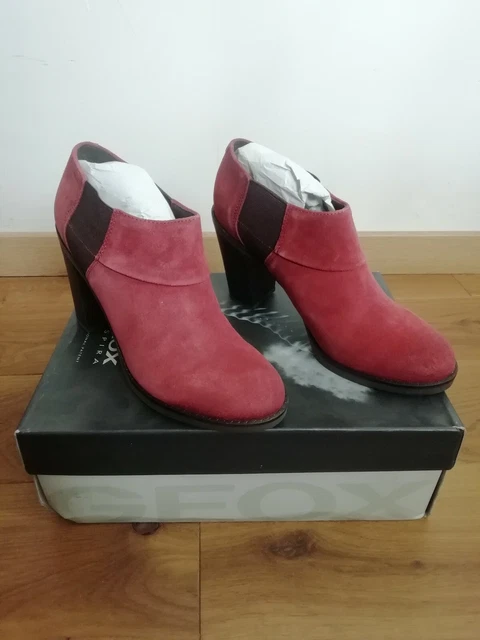 Bottes bottines Geox neuves rouge cuir suédé T. 40 femme neuf semelle respirante