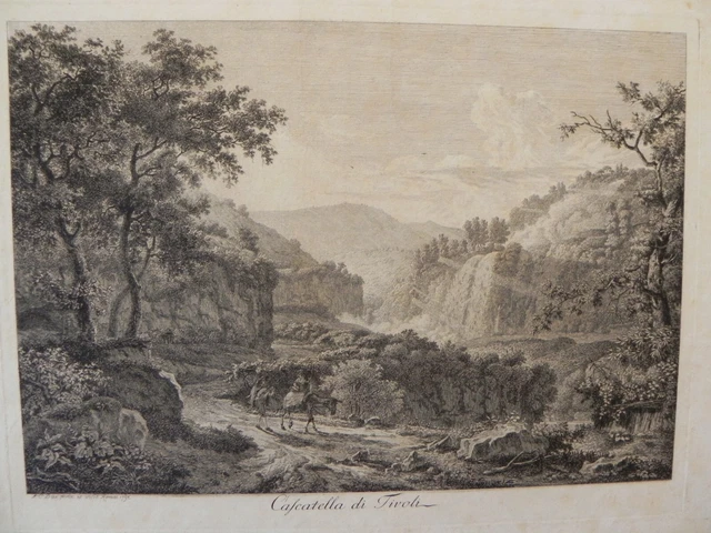 ANTON DIES ACQUAFORTE Original 1792 Estuaire Tivoli Gravure À L’Eau