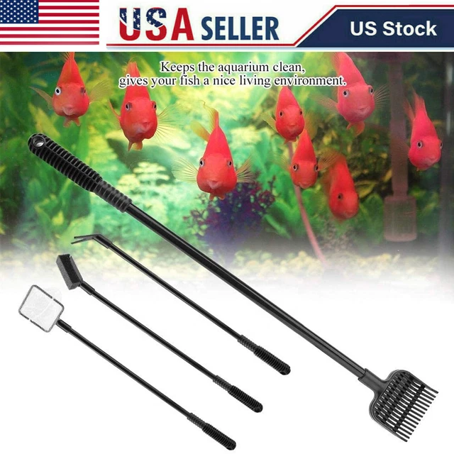 5 in 1 Aquarium Cleaning Tool Fish Tank Net Rake Cleaner Kit Brush Algae Scraper