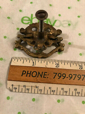 One Ornate Brass Single Hole Mount Drop Bail Drawer Pull, Free S/H 3