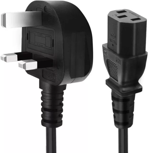 Power Cord UK Plug to IEC Cable (PC Mains Kettle Lead) Universal IEC C13 Lead