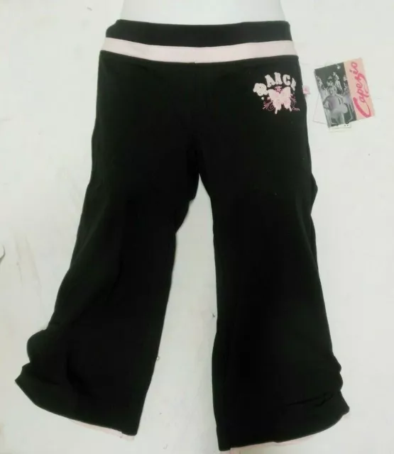 CAPEZIO BLACK PINK COTTON Spandex DANCE Cinched CAPRI PANTS Girls sizes coverup