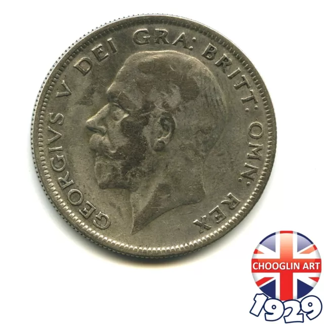 A BRITISH 1929 GEORGE V HALF CROWN (Silver) coin, 95 Years Old!      (Re: 21/2) 2