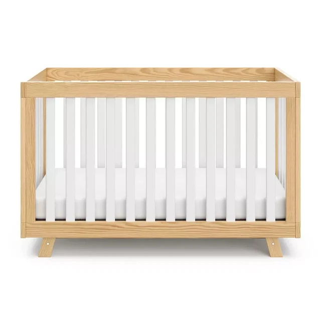 Storkcraft Beckett 3 in 1 Convertible Crib in Natural/White Sla - New Opened Box