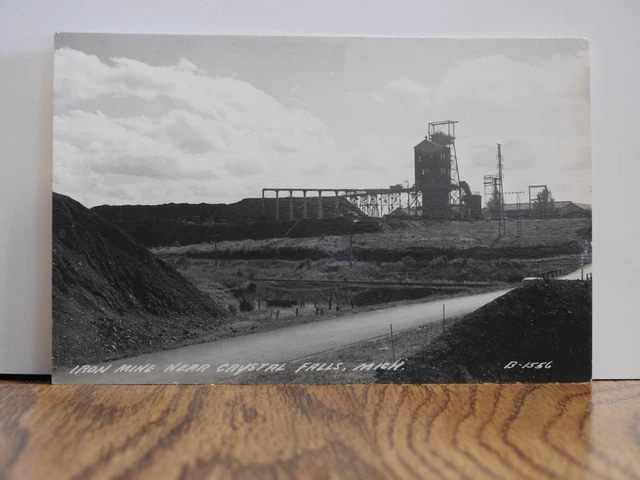 Iron Mine near Crystal Falls, Michigan Real Photo Post Card