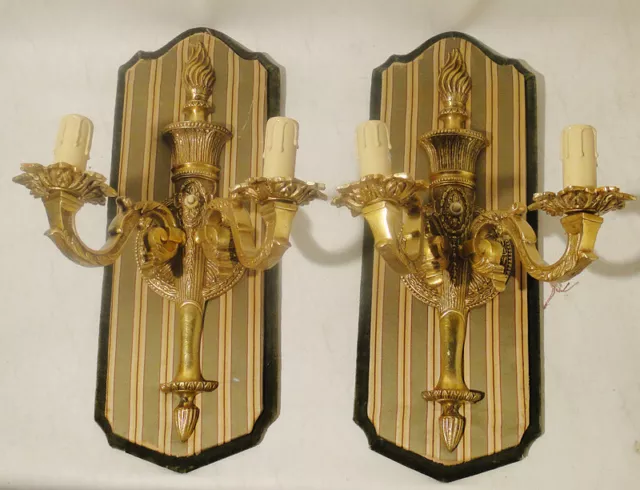 Antique pair of french bronze Louis XV sconces solid chiselled bronze (1270)