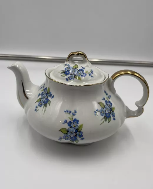 Vintage Genuine Ellgreave Blue White Floral Teapot