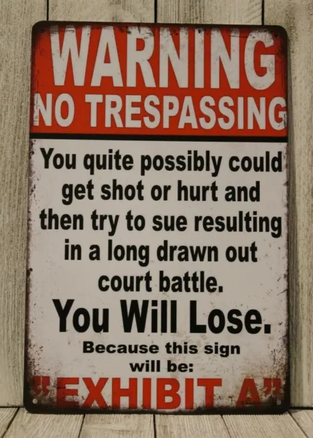 Warning No Trespassing Gun Owner Tin Poster Metal Sign Vintage Rustic Style XZ