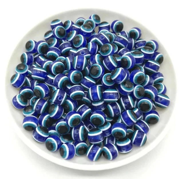 50 Blue Evil Eye Round Resin Beads 6mm/8mm TOP QUALITY  Jewellery Making DIY