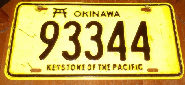 Vintage 1960-70's Okinawa License Plate 93344