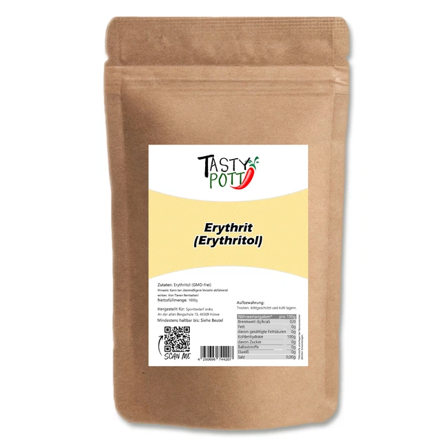 Sostituto zucchero eritrito Tasty Pott 1000 g bustine per cottura e cottura dolce suggar