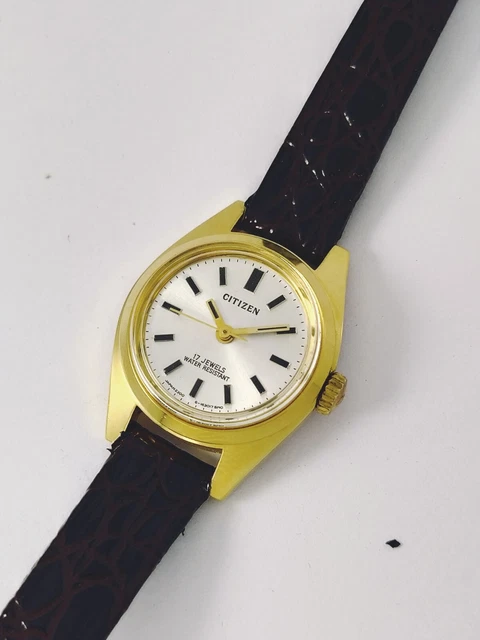 Leather Band Ladies Watches Australia CITIZEN GOLD PLATED 17