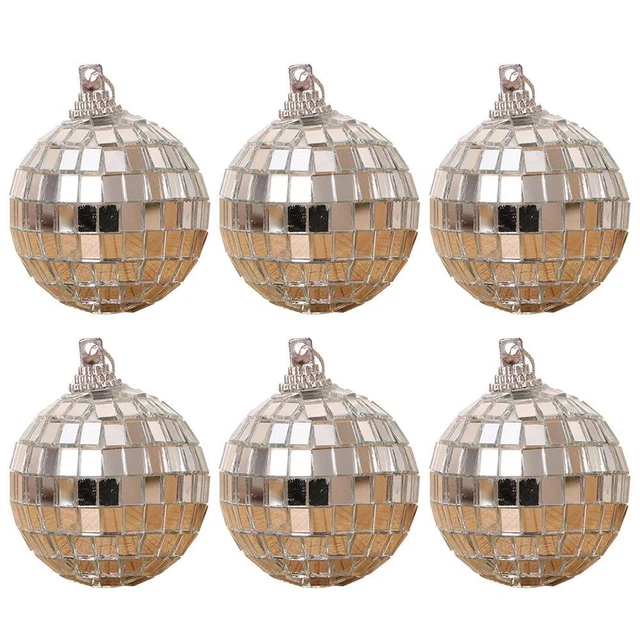 6pcs Reflective Glass Mirror Ball Disco Xmas Party Hanging Decor Ornaments