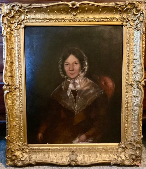 ANTIQUE OIL PAINTING Portrait Of A Lady Victorian Oil On Canvas Gilt ...