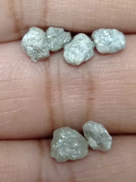 5.00 Carats Silver Gray Natural Rough Raw Loose Diamonds 6 Pieces 5.0-6.0 MM