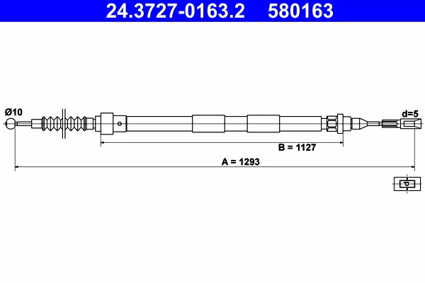 ATE 24.3727-0163.2 Câble, Frein de Stationnement pour Ford, Seat, VW