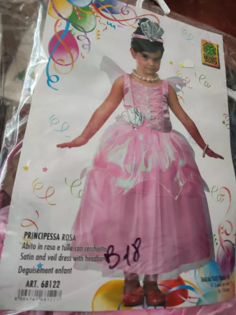 Guirca Costume da Principessa Fiore Rosa Vestito Abito Carnevale Bambina Sc/B