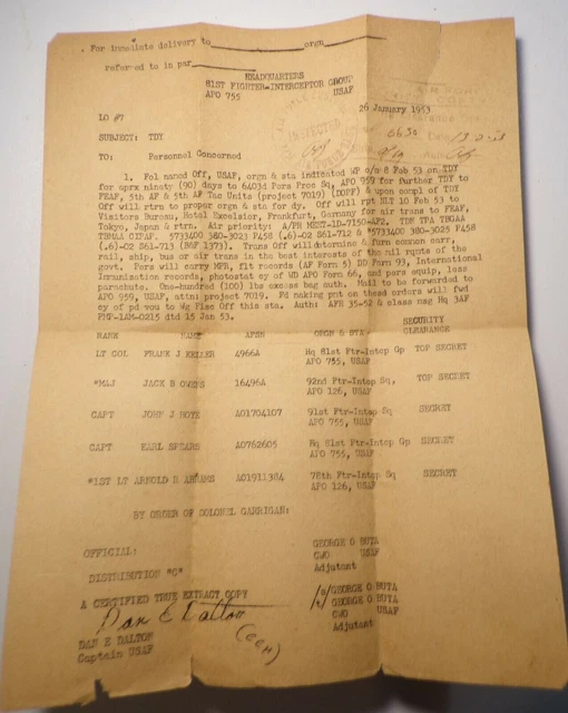ORIGINAL 1953 KOREAN War 81St Fighter Interceptor Group Usaf Pilot ...