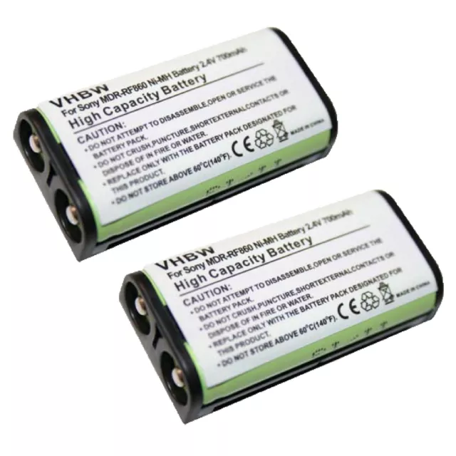 2x Batterie pour Sony MDR-RF850R MDR-RF850 MDR-RF840RK MDR-RF840R 700mAh 2,4V