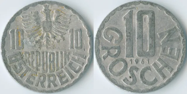 Austria 1961 10 Groschen KM# 2878 Al Second Republic Coat of Arms Eagle Value