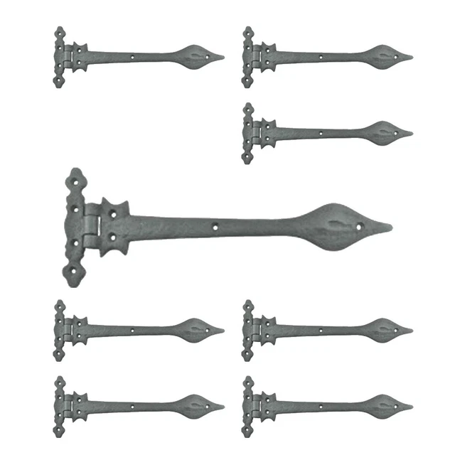 Black Wrought Iron Strap Door Hinge 11.25" L Colonial Spear Tip Pack of 8