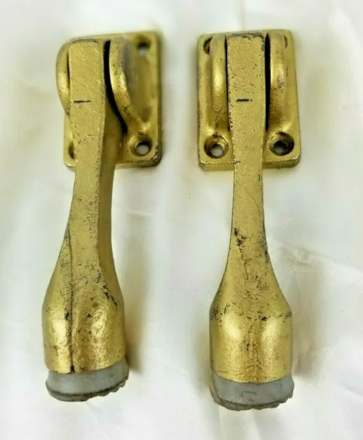 2 each Vintage Industrial Glynn Johnson Door Holders and Rubber Tip Stopper #444 2